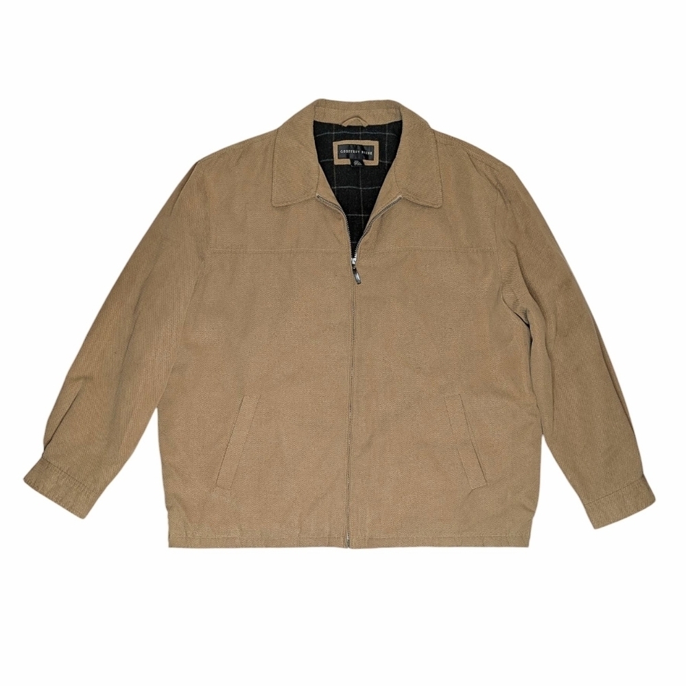Geoffrey Beene Vintage Bomber Jacket Tan Light Quilted Men's XXL